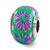 Pink & Green Floral Overlay Charm Bead in Sterling Silver