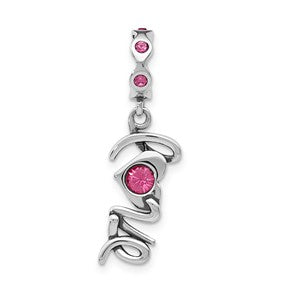 Sterling Silver Swarovski Crystal LOVE Dangle Bead Charm hide-image