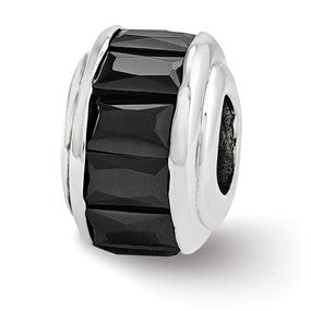 Sterling Silver Black CZ Bead Charm hide-image