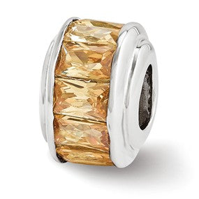 Sterling Silver Peach CZ Bead Charm hide-image