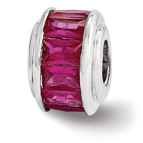 Sterling Silver Fuschia CZ Bead Charm hide-image