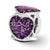 Purple Glitter Enameled Heart Charm Bead in Sterling Silver