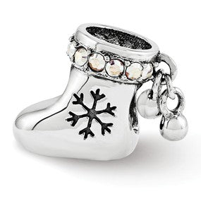 Sterling Silver Swarovski Elements Christmas Stocking Bead Charm hide-image