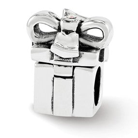 Sterling Silver Swarovski Elements Moveable Gift Box Bead Charm hide-image