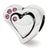 Pink Swarovski 2pc Heart Charm Bead in Sterling Silver