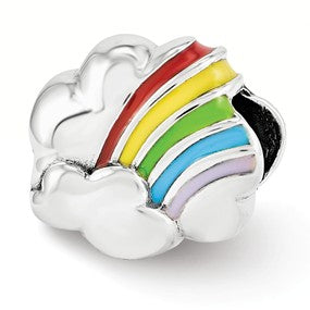 Sterling Silver Enamel Rainbow Bead Charm hide-image