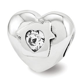 Sterling Silver Swarovski Love Resides Heart Bead Charm hide-image