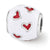 Red & White Enamel Heart Charm Bead in Sterling Silver