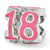 Pink Enameled 18 Charm Bead in Sterling Silver