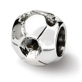 Sterling Silver Soccer Ball Bead Charm hide-image