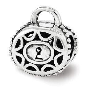 Sterling Silver Filigree Padlock Bead Charm hide-image