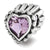 Amethyst Heart Charm Bead in Sterling Silver