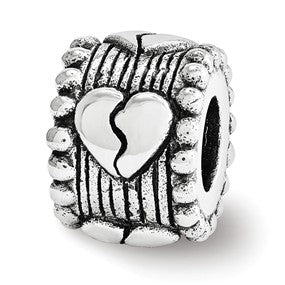 Sterling Silver Broken Heart Spacer Bead Charm hide-image