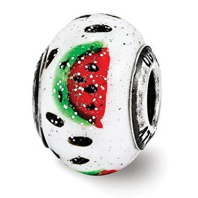 Sterling Silver Watermelon Murrano Glass Bead Charm hide-image