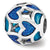Blue/Green Heart Enameled Charm Bead in Sterling Silver