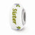White Hand Painted Sister Floral Glass Charm Bead in Sterling Silver