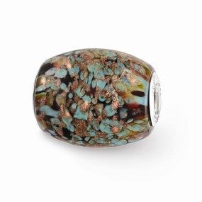 Sterling Silver Multi-color Glitter Desert Sunset Glass Bead Charm hide-image