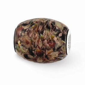 Sterling Silver Multi-color Glitter Kalico Kitty Glass Bead Charm hide-image