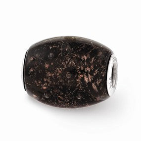 Sterling Silver Black with Glitter Midnight Illusion Glass Bead Charm hide-image