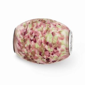 Sterling Silver Multi-color Glitter Sweet Pea Glass Bead Charm hide-image