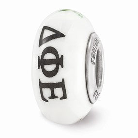 Sterling Silver Hand Painted Delta Phi Epsilon Glass Bead Charm hide-image