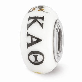 Sterling Silver Hand Painted Kappa Alpha Theta Glass Bead Charm hide-image