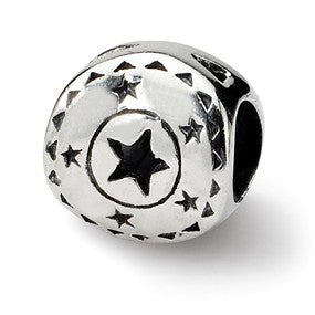 Sterling Silver Circle w/Stars Bead Charm hide-image