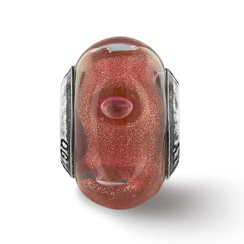 Marsala Italian Murano Glass Charm Bead in Sterling Silver