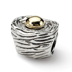 Sterling Silver & Gold Plated Birds Nest Bead Charm hide-image