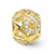 Polished Gold-Tone CZ Hearts Charm Bead in Sterling Silver