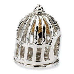 Sterling Silver & 14k Yellow Gold Bird Cage Bead Charm hide-image
