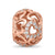 Polished Rose-Tone CZ Hearts Charm Bead in Sterling Silver