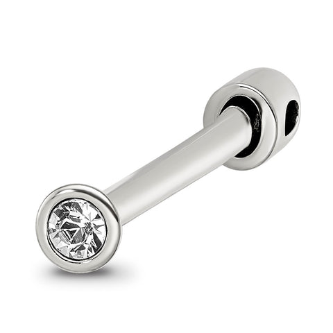 Polished Top Swarovski Crystal Pendant in Sterling Silver