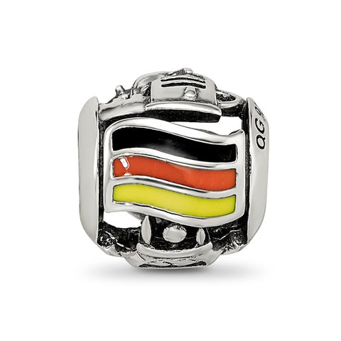 Enameled Germany Theme Charm Bead in Sterling Silver