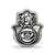 Antiqued Blue Crystal Hamsa,Chamseh Charm Bead in Sterling Silver