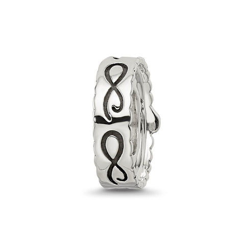 Pink Swarovski Heart Infinity, Spacer Charm Bead in Sterling Silver