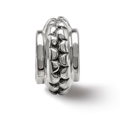 Polished Grooved Gripper Charm Bead in Sterling Silver