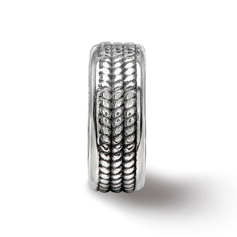 Antiqued Textured Gripper Charm Bead in Sterling Silver