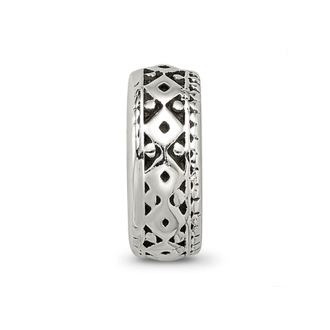 Antiqued Bali Gripper Charm Bead in Sterling Silver
