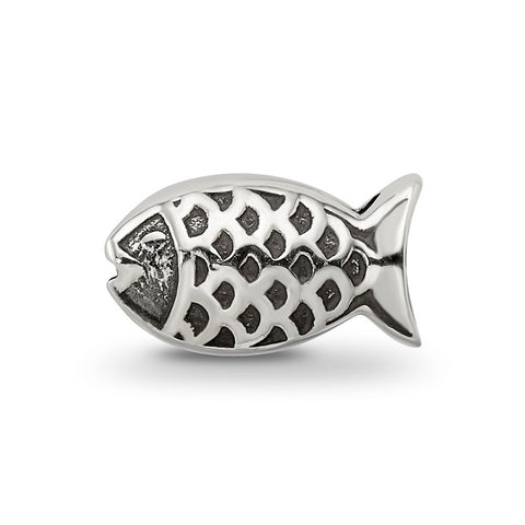 Fish Charm Bead in Sterling Silver
