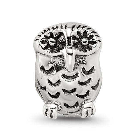 Owl Charm Bead in Sterling Silver