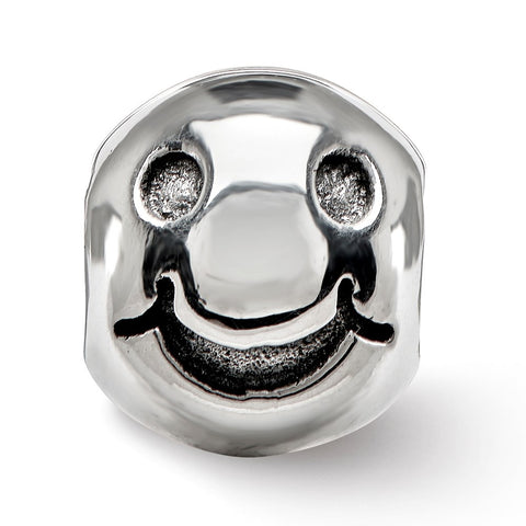 Smiley Face Charm Bead in Sterling Silver