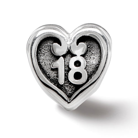 18 Heart Charm Bead in Sterling Silver