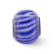 Blue And White Striped Glass Charm Bead in Sterling Silver