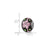 Pink And Green Floral Black Glass Charm Bead in Sterling Silver