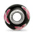 Pink Floral Black Glass Charm Bead in Sterling Silver