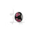Pink Floral Black Glass Charm Bead in Sterling Silver