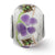 Purple Floral Butterfly Glass Charm Bead in Sterling Silver