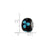 Blue Floral Black Glass Charm Bead in Sterling Silver