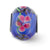 Butterfly Pink Floral Blue Glass Charm Bead in Sterling Silver